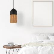 Hengelampe 23071, svart/naturfarge, Ø18 cm, metall, papir