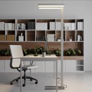 Arcchio LED-gulvlampe Logan Basic, sølv, 6 000 lm, dimbar