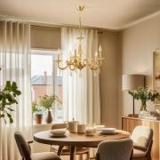 Lysekrone Castro, messing antikk, 5 lyskilder