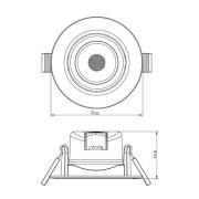 Innfelt taklampe SMD-68-230V, 3 000K, Ø8,5 cm, svart