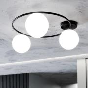 Sopra taklampe, opal hvit/svart, glass, E14