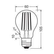 OSRAM LED tradisjonell glødepære E27 7,2W filament 2 700K 1521lm 2-pk