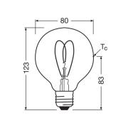 OSRAM LED Vintage G80 E27 8W 922 Heart Filament gull dimbar