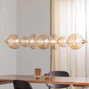 LED-hengelampe Daphne, glass ravfarget transparent, lengde 118 cm