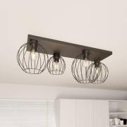 Nest taklampe, 4 lyskilder, 83 cm, svart, metall, E27