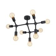 Taklampe Bocadella 1 i svart, 9 lyskilder