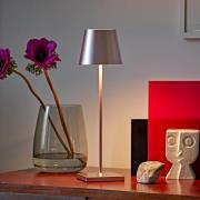 Nuindie LED oppladbar bordlampe, USB-C, rosa gull, IP54, dimbar