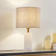 Lindby bordlampe alabaster, hvit/beige, Ø 25cm, marmor, E27