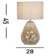 Devon bordlampe, hvit/creme, høyde 44,5 cm, tekstil/glass