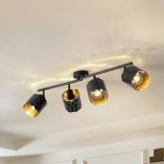 Lindby taklampe Aralena, svart/gull, 4 lyskilder, lengde 97 cm