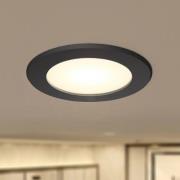 Prios LED innfelt spot Rida, svart, Ø 10 cm, CCT, IP44