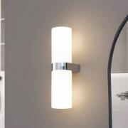 Lucande Basolo vegglampe til bad, krom, høyde 31,5 cm, glass, IP44