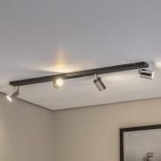 Taklampe Tune II, svart/krom, metall, 4-lys, langstrakt