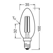 OSRAM LED stearinlysfilament E14 2,2W 827 energiklasse A 3-pakning