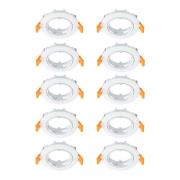 Prios innfelt taklampe Fibur, hvit, sink, Ø 8,2 cm, 10 stk