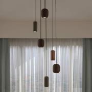 Lucande hengelampe Narion, svart/farget, 6 lyskilder