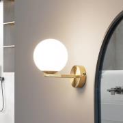 Lucande vegglampe Bidolo, messingfarget, glass, 12 cm, IP44