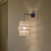 Calisto vegglampe, jute, naturbrun, bryter
