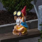 Gnomy LED-solcellelampe, fargerik, plast, 22 cm, kikkert