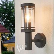 Lindby utendørs vegglampe Djori, sensor, antrasitt, stål