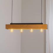 Taklampe Miluza, svart/brun, lengde 76 cm, tre, 4 lyskilder.