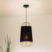 Hengelampe Lantern small, tekstil, metall, svart