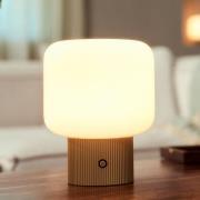 Lucande LED-batteridrevet bordlampe Katrin Palme, beige, glass