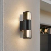 Lindby utendørs vegglampe Lurinda, 2 lyskilder, svart, Ø10cm
