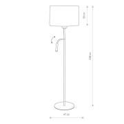 Gulvlampe Hotel Plus med leselampe, hvit