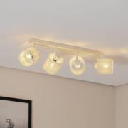 Suerte taklampe, kremhvit, lintekstil, 4 lyskilder