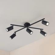 Lindby taklampe Joffrey, 78 cm, svart, 5 lyskilder, GU10