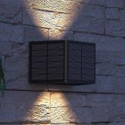 Calex Solar-LED-utendørs vegglampe Caserta, opp/ned, svart