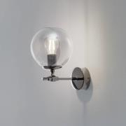 Portemo vegglampe, røykgrå/nikkel, høyde 27 cm, glass