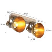 Downlight Gearwood, bronse, 2 lyskilder, metall, tre, E27