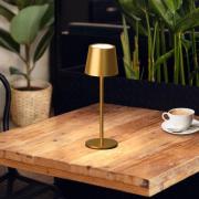 LED-bordlampe Roxi, gullfarget, metall, IP54, dimmer