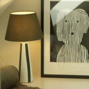 PR Home bordlampe Leya, grønn/hvit, høyde 54 cm, metall/stoff