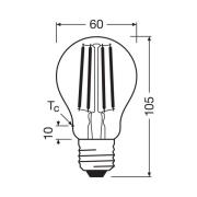OSRAM LED tradisjonell glødepære E27 7,2W filament 2 700K 1521lm 2-pk