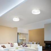 LED-taklampe Lunar, hvit, glass, Ø 42 cm, CCT, dimbar