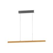 LED-pendellampe Shine-Wood, lengde 105 cm, eik/nikkelfarget