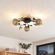 Lucande taklampe Evory, Ø 53 cm, 3 lyskilder, svart/gull, G9