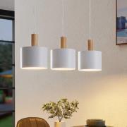 Lindby hengelampe Kadir, 73 cm, 3 lyskilder, hvit, tre