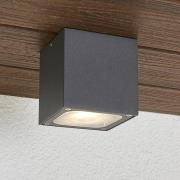 Lucande LED-taklampe Tanea, 10x10 cm, mørkegrå, IP54