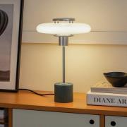 Lindby bordlampe Branford, retro, hvit/grønn opalglas/marmor