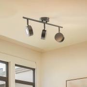 Lindby spotlight Jyla, svart, 4000 K, 3-lys, GX53