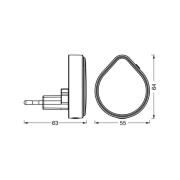 OSRAM LED-stikkontaktnattlys LUNETTA RAINDROP, sensor, dimbar