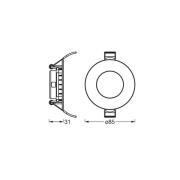 OSRAM LED-innfelt taklampe SLIM, Ø 9 cm, 4000 K, hvit