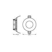 OSRAM LED-innfelt taklampe SLIM, Ø 9 cm, 3000 K, hvit
