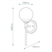 Vegglampe Benno 1 svart-bronse, hvit, stål, glass IP44 G9