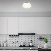 LED-taklampe Flet, hvit/krom, Ø 28,5 cm, 3000K