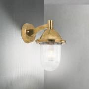 Utendørs vegglampe York, messing, glass med riller, E27, IP54